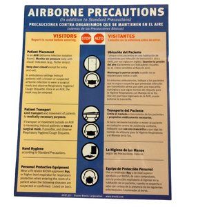 Airborne Precautions Transmission Prevention Laminated Sign English Spanish
